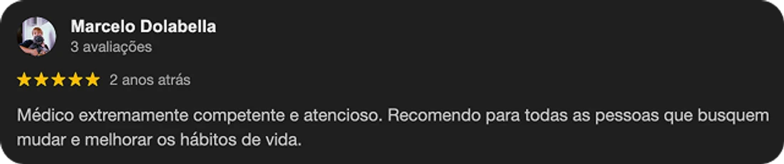 Avaliação de Marcelo Dolabella sobre o atendimento do Dr. Túlio Safar no Google